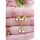 Colar e Brinco Infantil Folheado a Ouro 18K