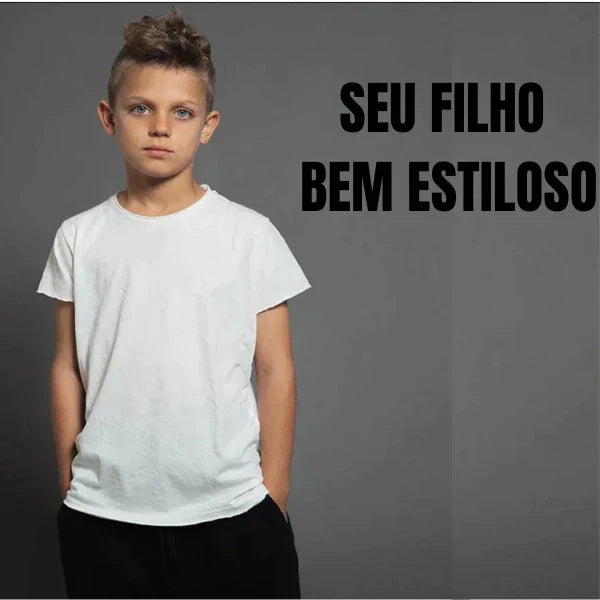 Kit 2 Camisas Infantis Lisa – Preta e Branca 100% Algodão