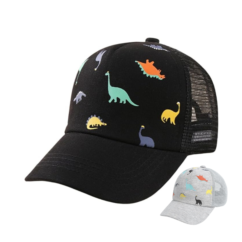 Boné infantil Menino Dinossauro Telinha Truck Estampado 02 a 05 Boné de Criança 01 a 05