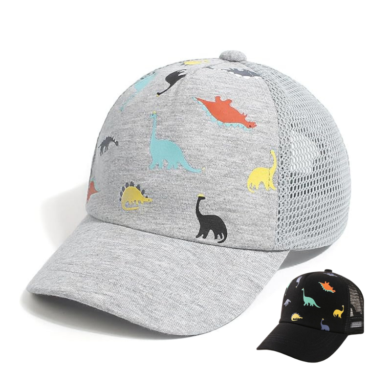 Boné infantil Menino Dinossauro Telinha Truck Estampado 02 a 05 Boné de Criança 01 a 05