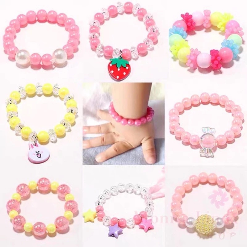 Kit 48 pulseiras lindas infantis de miçanga