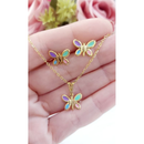 Colar e Brinco Infantil Folheado a Ouro 18K