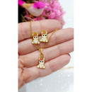 Colar e Brinco Infantil Folheado a Ouro 18K