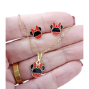 Colar e Brinco Infantil Folheado a Ouro 18K