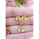 Colar e Brinco Infantil Folheado a Ouro 18K